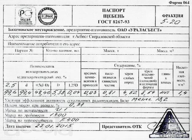Щебень гранитный,
