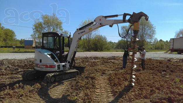 Аренда ямобура мини экскаватора Bobcat, Hitachi