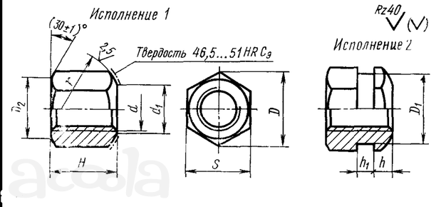 Гайка со сферическим торцом ГОСТ 14727-69