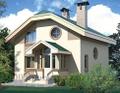 Проект дома из кирпича 8 х 10 м с мансардой в стиле модерн.