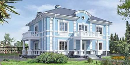 Двухэтажный дом из газоблоков в стиле классицизма