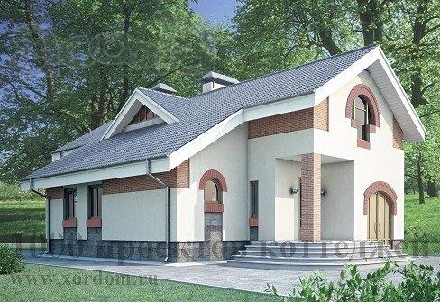 Двухэтажный кирпичный дом в стиле модерн с гаражом.