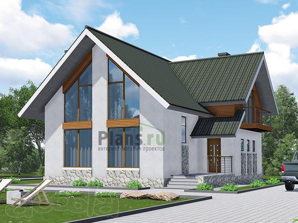 Каркасный дом с витражными окнами.