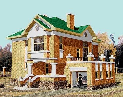 Кирпичный двухэтажный дом на 190 кв. м в средиземноморском стиле.