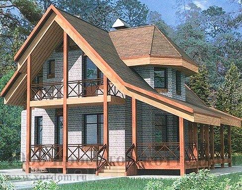 Проект двухэтажного кирпичного дома на 133 кв. м в альпийском стиле.
