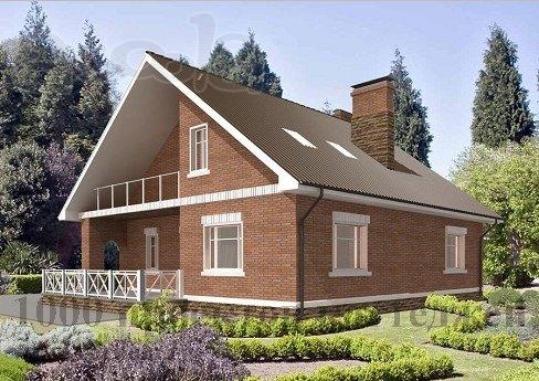 Проект современного дома из кирпича с мансардой