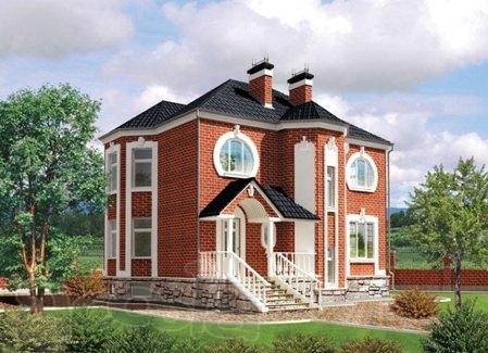 Загородный особняк в стиле модерн с мансардой и эркерами.